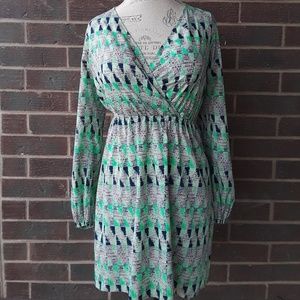 Charlotte Russe  Blue Green Long Sleeve Dress